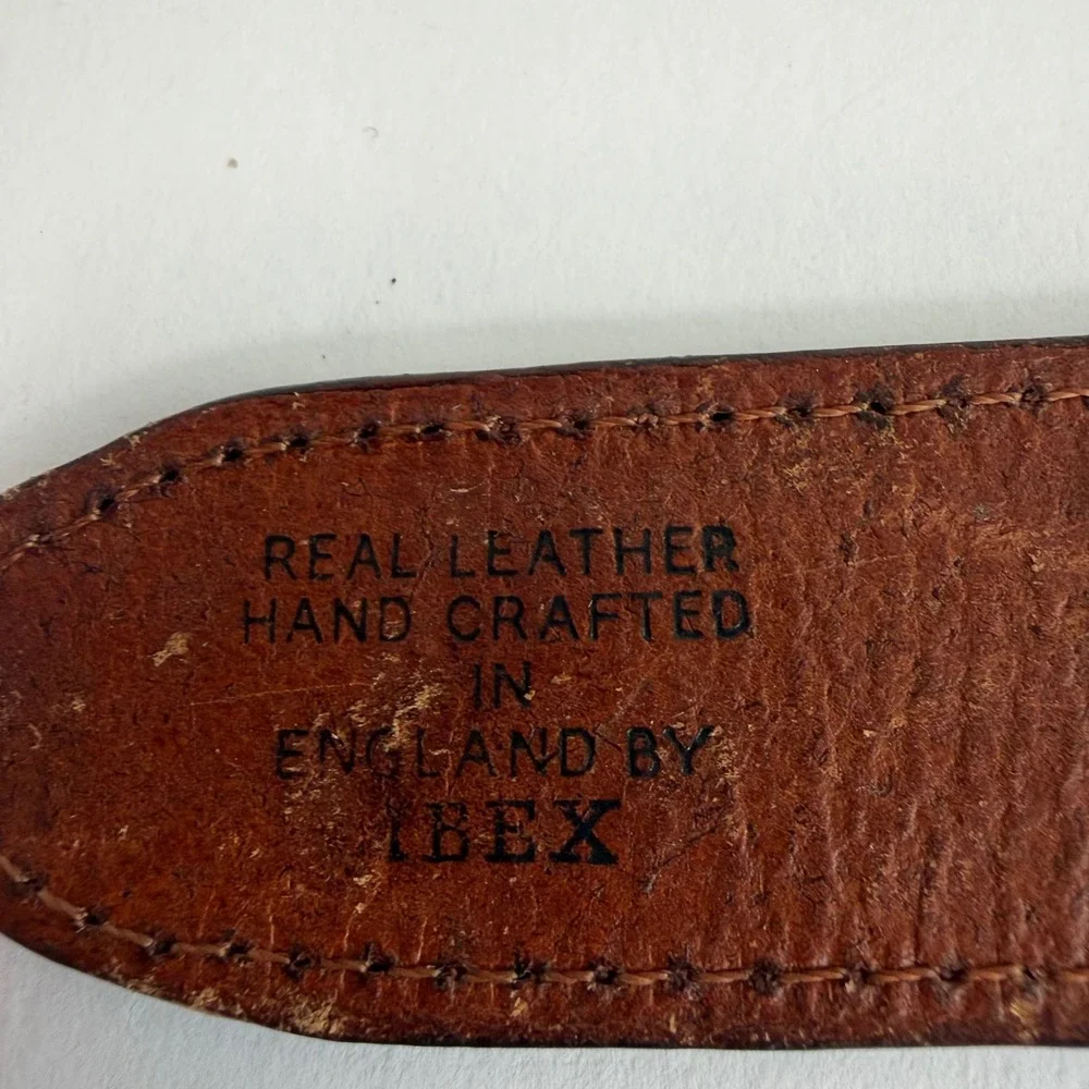 EQVVS Woven Braided Leather Belt XL 38-40 Brown Solid Brass England Handmade